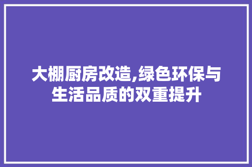 大棚厨房改造,绿色环保与生活品质的双重提升