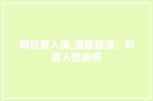网红老人房,温馨舒适，彰显人性关怀