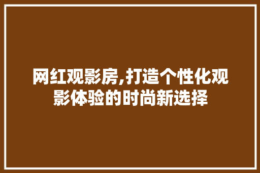 网红观影房,打造个性化观影体验的时尚新选择