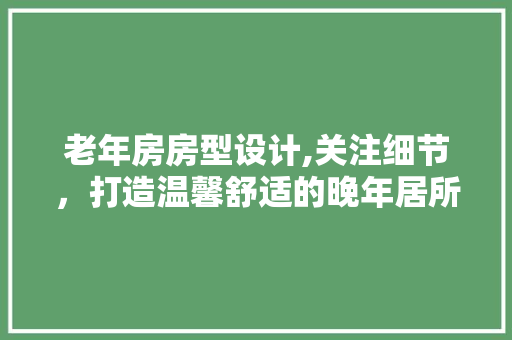 老年房房型设计,关注细节，打造温馨舒适的晚年居所