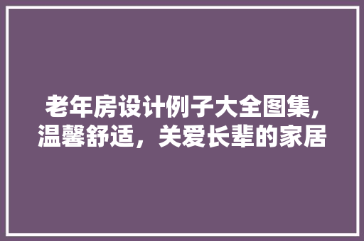 老年房设计例子大全图集,温馨舒适，关爱长辈的家居新选择