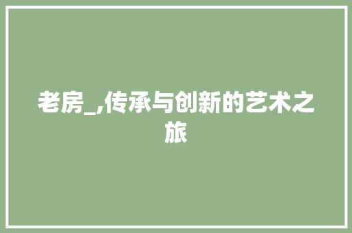 老房_,传承与创新的艺术之旅