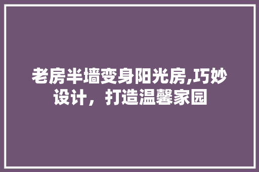 老房半墙变身阳光房,巧妙设计，打造温馨家园