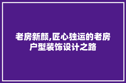 老房新颜,匠心独运的老房户型装饰设计之路