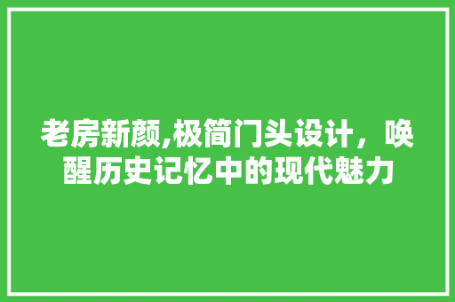 老房新颜,极简门头设计，唤醒历史记忆中的现代魅力