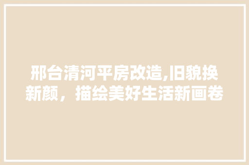 邢台清河平房改造,旧貌换新颜，描绘美好生活新画卷