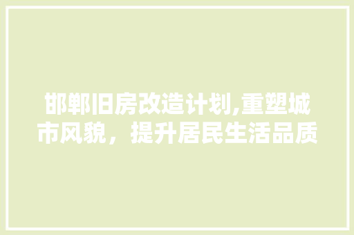 邯郸旧房改造计划,重塑城市风貌，提升居民生活品质