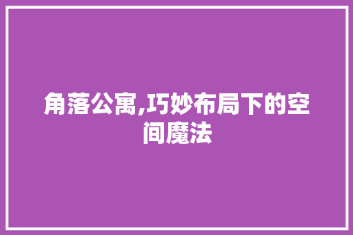 角落公寓,巧妙布局下的空间魔法