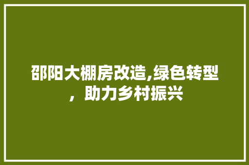 邵阳大棚房改造,绿色转型，助力乡村振兴