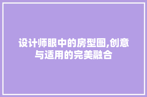 设计师眼中的房型图,创意与适用的完美融合