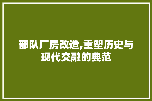 部队厂房改造,重塑历史与现代交融的典范