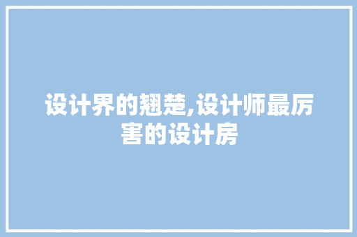设计界的翘楚,设计师最厉害的设计房
