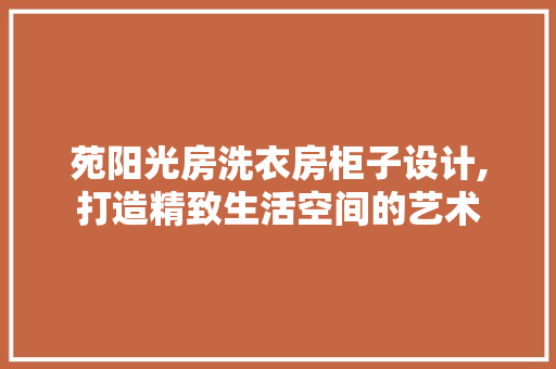 苑阳光房洗衣房柜子设计,打造精致生活空间的艺术