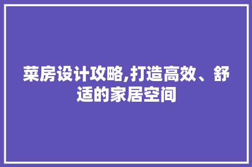 菜房设计攻略,打造高效、舒适的家居空间