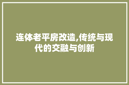 连体老平房改造,传统与现代的交融与创新