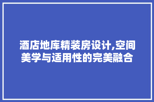 酒店地库精装房设计,空间美学与适用性的完美融合