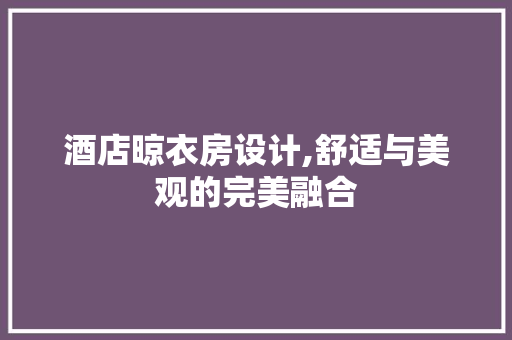 酒店晾衣房设计,舒适与美观的完美融合