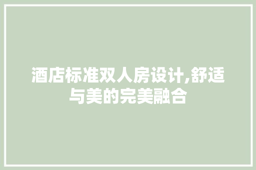 酒店标准双人房设计,舒适与美的完美融合