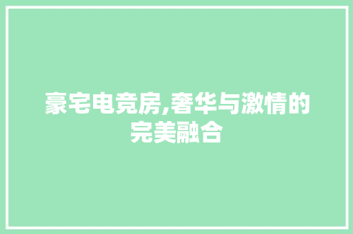豪宅电竞房,奢华与激情的完美融合