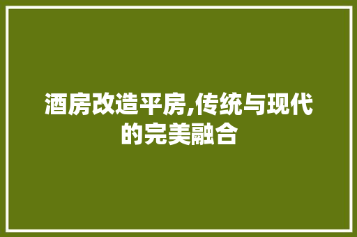 酒房改造平房,传统与现代的完美融合