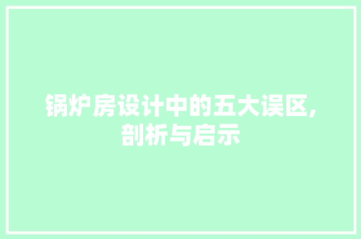 锅炉房设计中的五大误区,剖析与启示