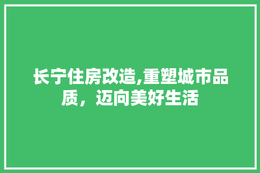 长宁住房改造,重塑城市品质，迈向美好生活