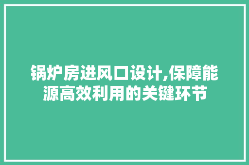 锅炉房进风口设计,保障能源高效利用的关键环节
