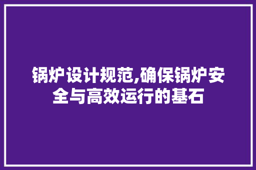 锅炉设计规范,确保锅炉安全与高效运行的基石
