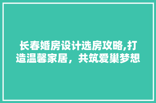 长春婚房设计选房攻略,打造温馨家居，共筑爱巢梦想