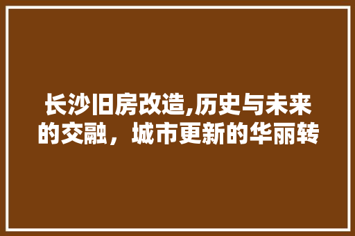 长沙旧房改造,历史与未来的交融，城市更新的华丽转身