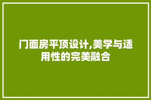 门面房平顶设计,美学与适用性的完美融合