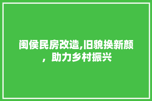 闽侯民房改造,旧貌换新颜，助力乡村振兴