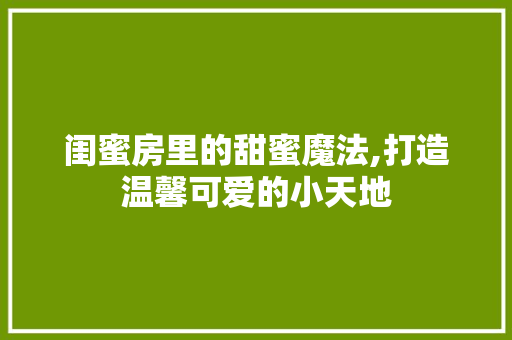闺蜜房里的甜蜜魔法,打造温馨可爱的小天地