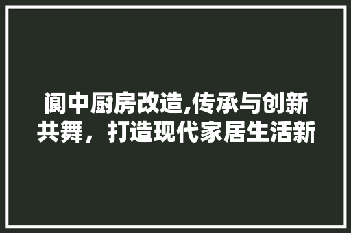 阆中厨房改造,传承与创新共舞，打造现代家居生活新范式