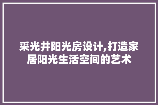 采光井阳光房设计,打造家居阳光生活空间的艺术