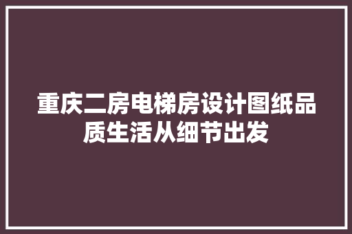 重庆二房电梯房设计图纸品质生活从细节出发