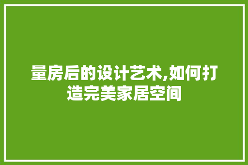 量房后的设计艺术,如何打造完美家居空间