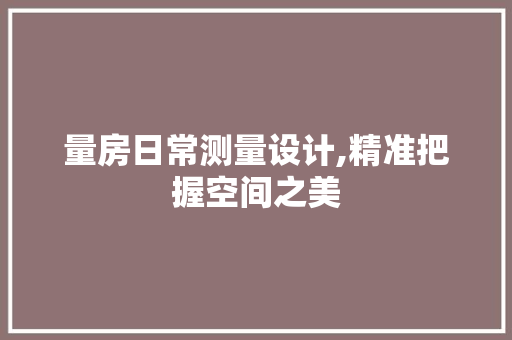 量房日常测量设计,精准把握空间之美