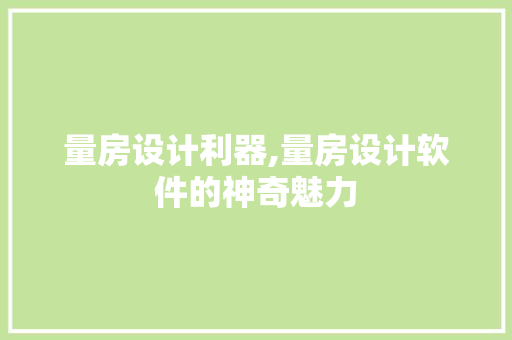 量房设计利器,量房设计软件的神奇魅力