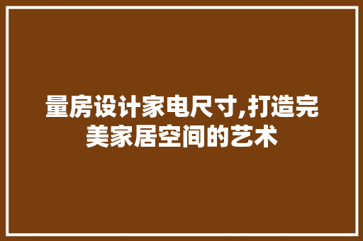 量房设计家电尺寸,打造完美家居空间的艺术