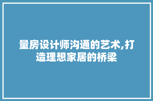 量房设计师沟通的艺术,打造理想家居的桥梁