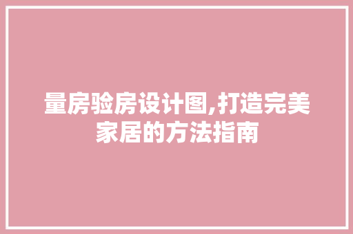 量房验房设计图,打造完美家居的方法指南