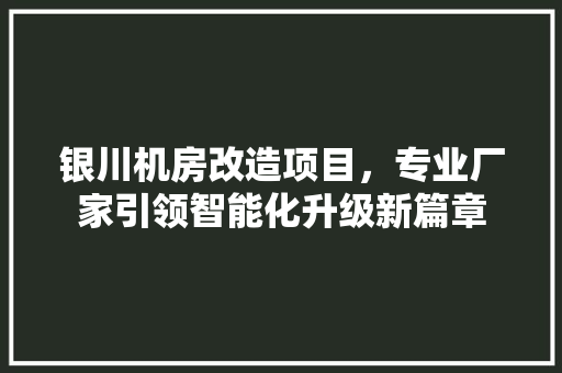 银川机房改造项目，专业厂家引领智能化升级新篇章