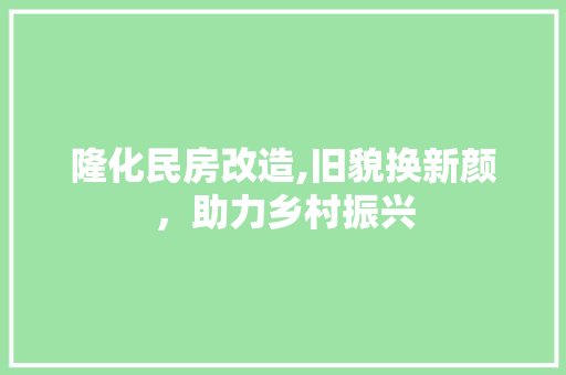隆化民房改造,旧貌换新颜，助力乡村振兴