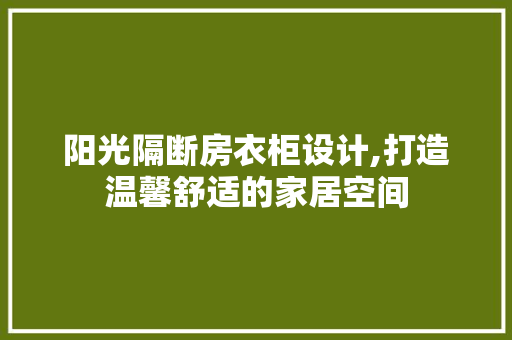 阳光隔断房衣柜设计,打造温馨舒适的家居空间