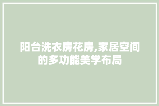 阳台洗衣房花房,家居空间的多功能美学布局