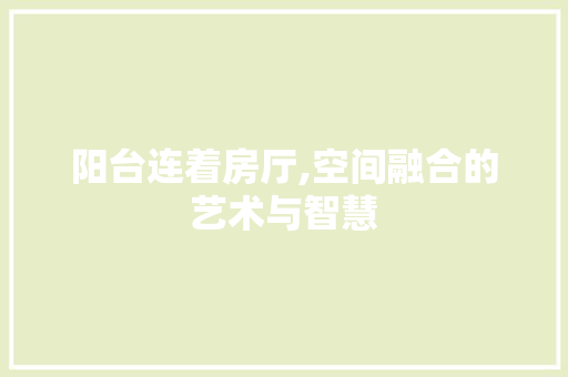阳台连着房厅,空间融合的艺术与智慧