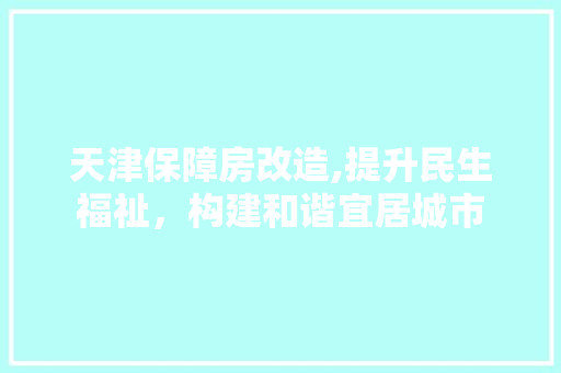 天津保障房改造,提升民生福祉，构建和谐宜居城市