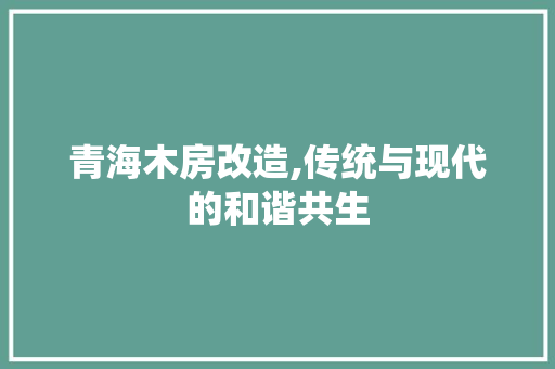 青海木房改造,传统与现代的和谐共生
