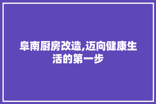 阜南厨房改造,迈向健康生活的第一步